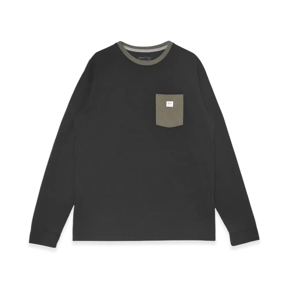 Patagonia Long-Sleeved Shop Sticker Pocket Responsibili T-Shirt "Black/Basin Green"