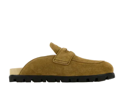 MIU MIU Women's Suede Mules "Olive"