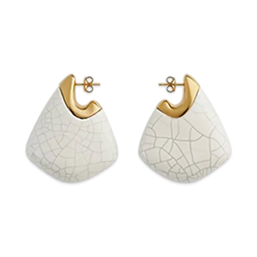 Bottega Veneta Large Fin Earrings "Chalk"