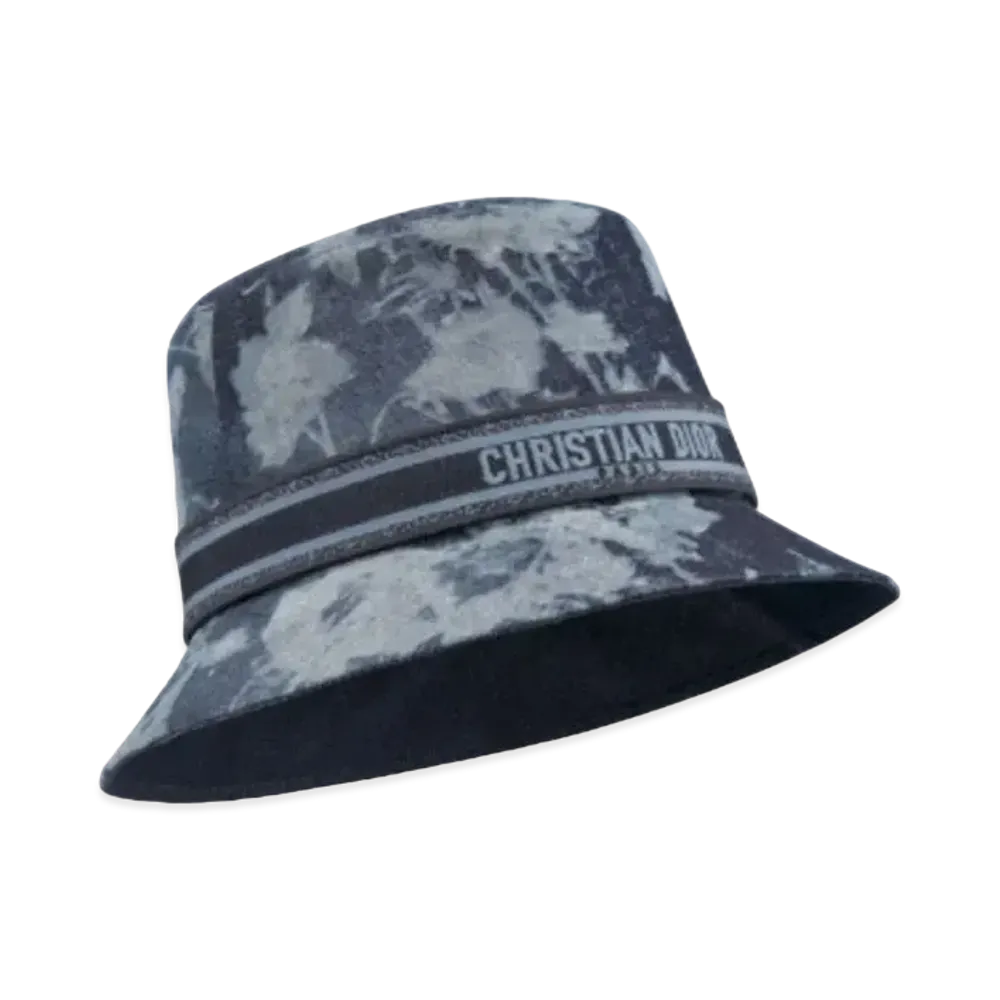 Dior D-Bobby Fleurs Mystiques Small Brim Bucket Hat Cotton Denim "Deep Blue"