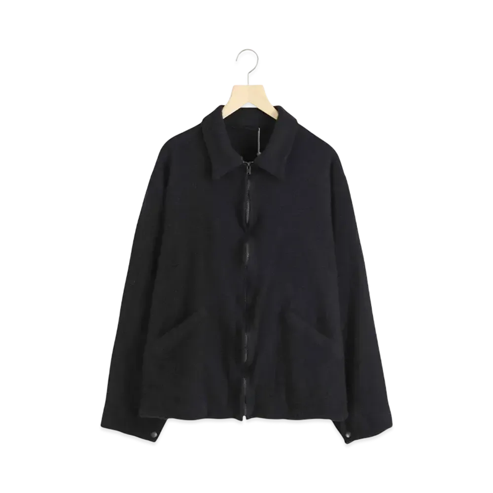 COMOLI Full-Length Wool Zip Short Jacket "Black"