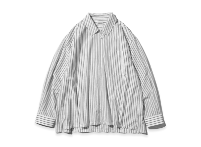 CLESSTE Thick/Thin Stripe 46G Knit Everyday Zip Up L/S Shirt "White Stripe"