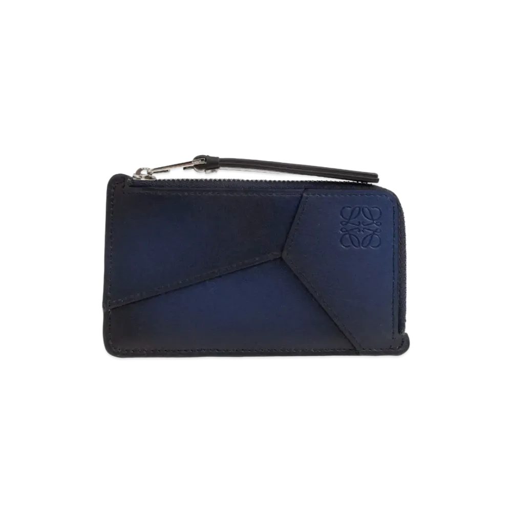 LOEWE Puzzle Coin Card Holder Silk Calf "Navy Blue"