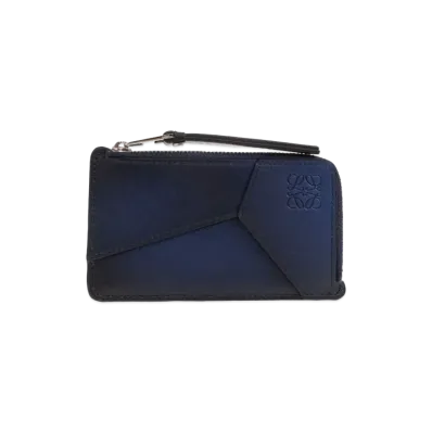 LOEWE Puzzle Coin Card Holder Silk Calf "Navy Blue"