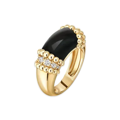 Van Cleef & Arpels Perlee couleurs ring "18K Yellow gold/Onyx/Diamond"