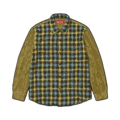 Supreme Houndstooth Plaid Flannel Shirt "Yellow"
