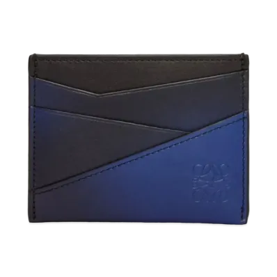 LOEWE Puzzle Plain Card Holder Silk Calf "Navy Blue"