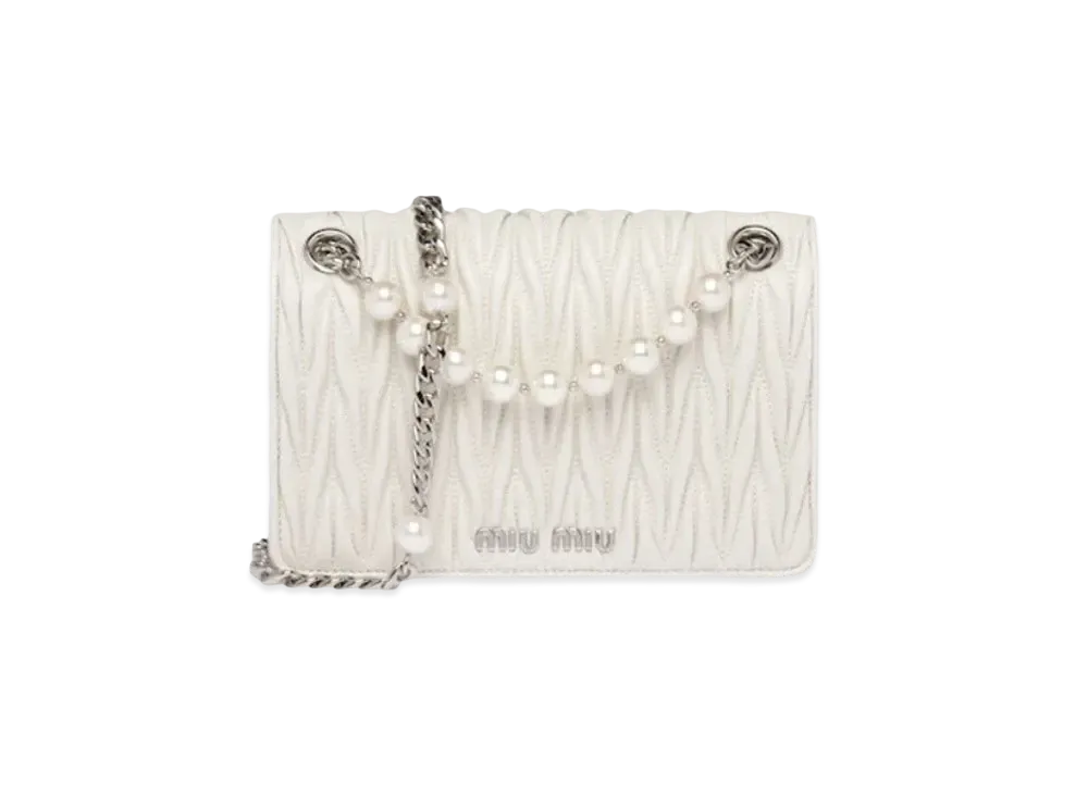 MIU MIU Materassenapa Leather Mini Bag "White"