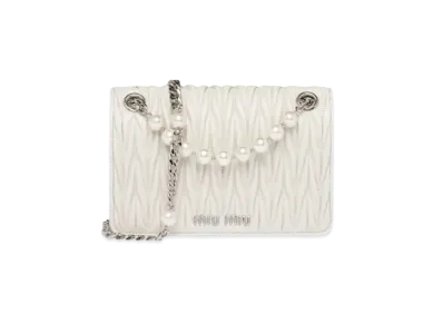 MIU MIU Materassenapa Leather Mini Bag "White"