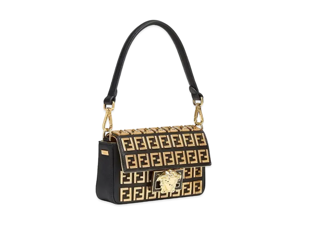 FENDI x Versace Fendace Black Leather Bag With Gold FF Motif "Gold"