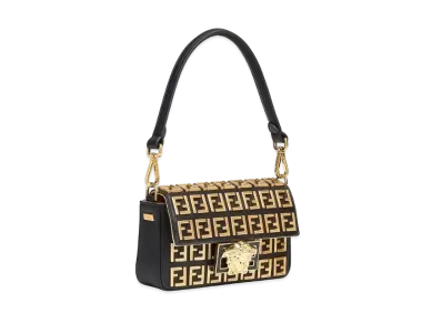 FENDI x Versace Fendace Black Leather Bag With Gold FF Motif "Gold"