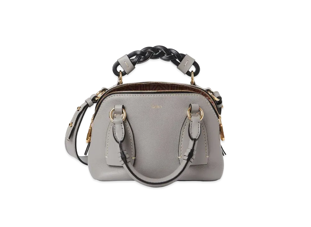 Chloe Daria Small Bag In Grained & Shiny Calfskin "Grey"