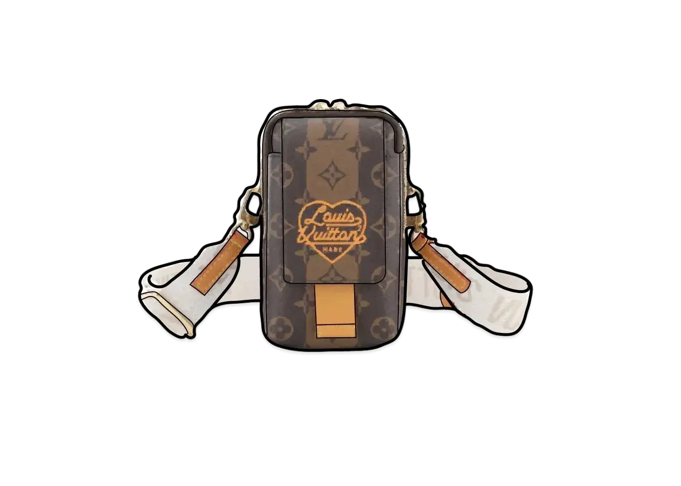 新品未使用品 LOUIS VUITTON ×NIGO ダブルフォンポーチ Louis Vuitton x Nigo Double Phone Pouch Damier Ebene Giant Brown