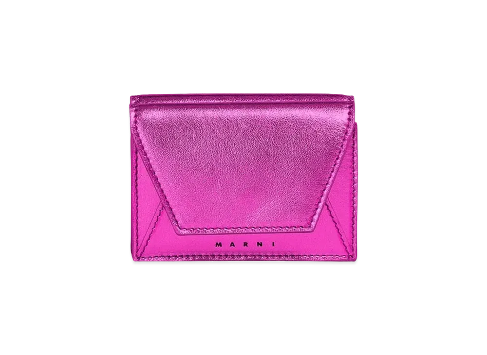 Marni Pink Metallic Nappa Leather Tri-Fold Wallet "Cassis"