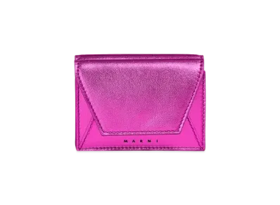 Marni Pink Metallic Nappa Leather Tri-Fold Wallet "Cassis"