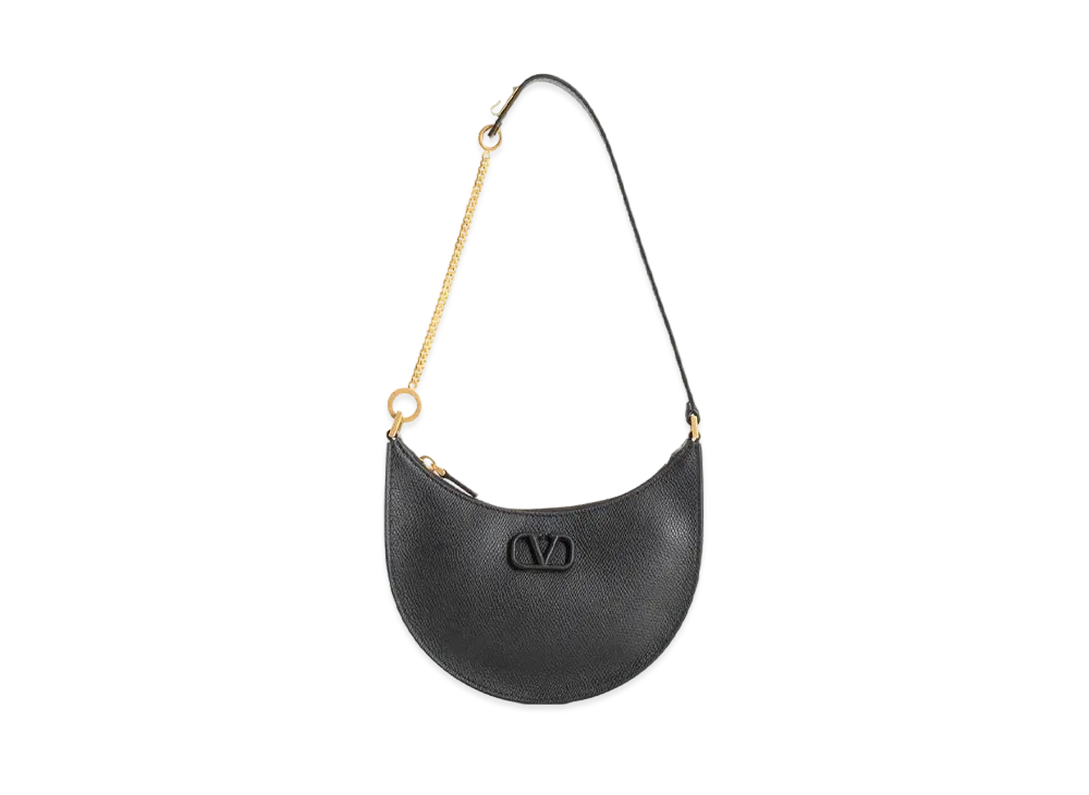 Valentino Hobo Bag Vlogo Signature Grain Calfskin Mini "Black"
