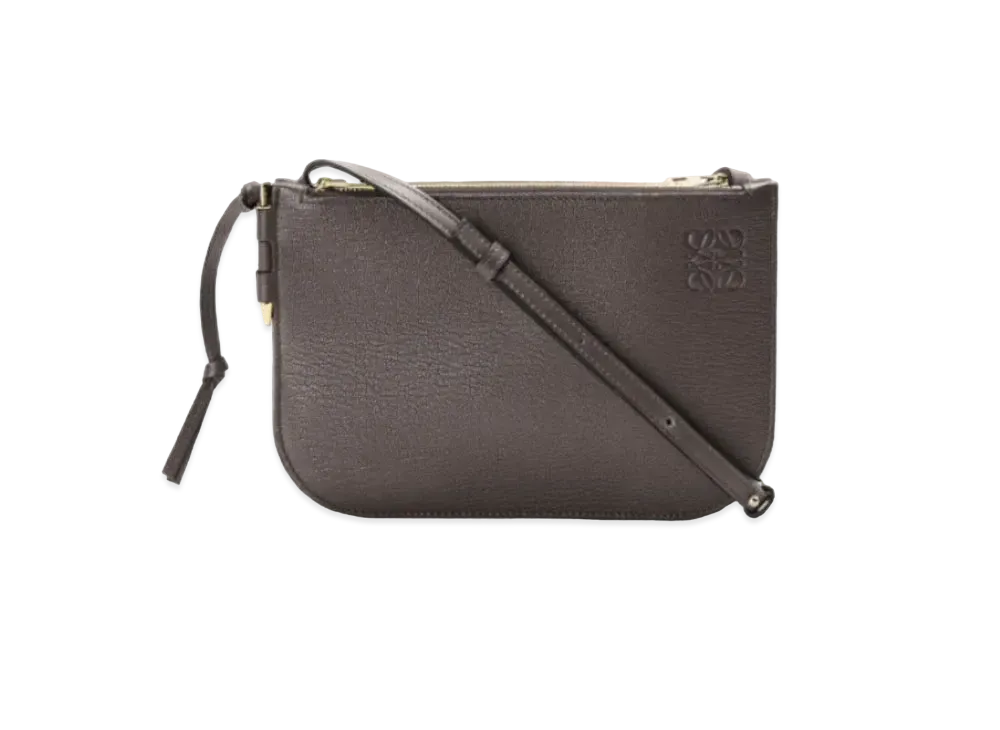LOEWE Gate Double Zip Pouch In Goatskin "Taupe"