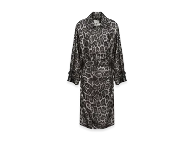 STELLA McCARTNEY Women's Leopard-Print Belted Trench Coat "Gray"