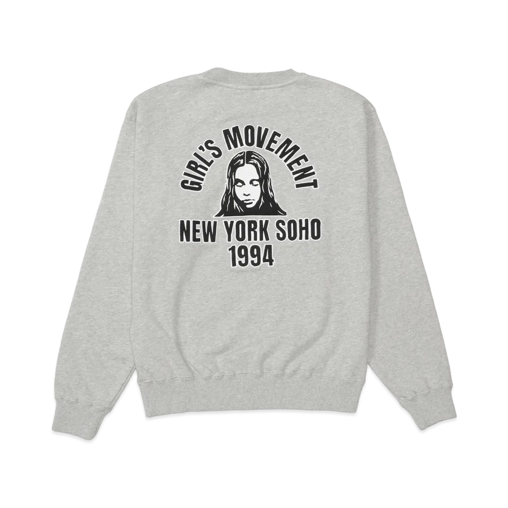 X-Girl Women's Arch Logo And Face Patch Sweatshirt "Ash"