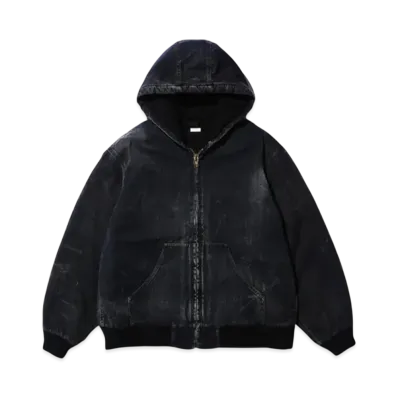 A.PRESSE Silk Linen Hooded Parka "Black"