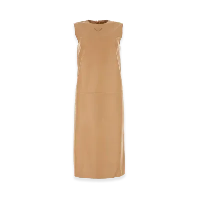 PRADA Women's Skin Nappa Leather Dress "Beige"