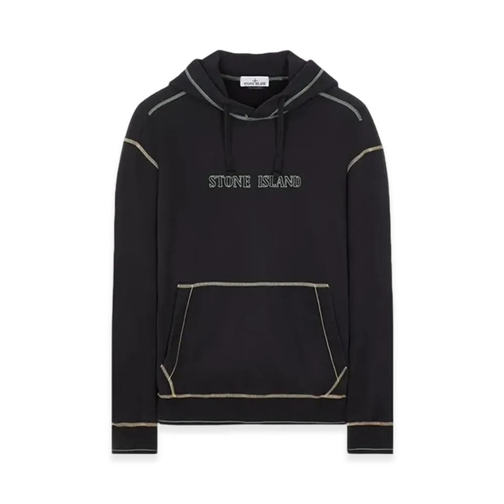 Stone Island 60678 Brushed Cotton Fleece Hooded Sweatshirt - 23FW "Black"