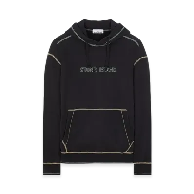 Stone Island 60678 Brushed Cotton Fleece Hooded Sweatshirt - 23FW "Black"