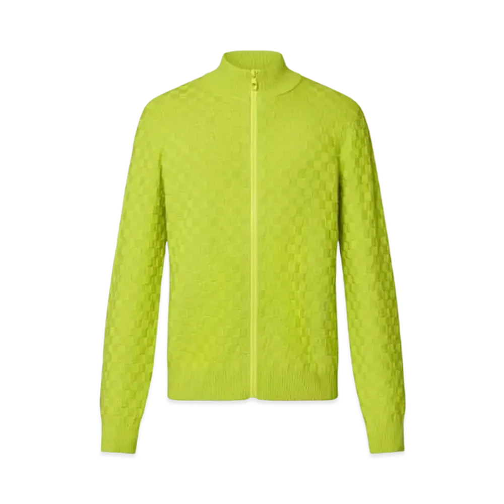 Louis Vuitton Damier Wool Zip-Through Cardigan "Vert Anis"