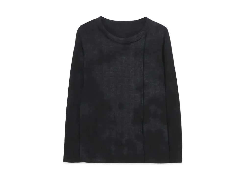 Yohji Yamamoto WOOL MILD JQ GLENCHECK G PANEL ROUND NECK "Blue/Grey"