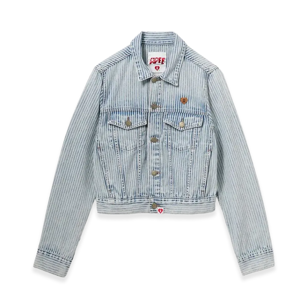 A BATHING APE Women's Indigo Stripe Denim Jacket "Indigo"