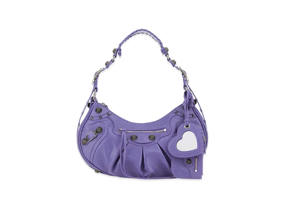 BALENCIAGA Women's Leather Le Cagole S Shoulder Bag "Purple"