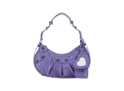 BALENCIAGA Women's Leather Le Cagole S Shoulder Bag "Purple"