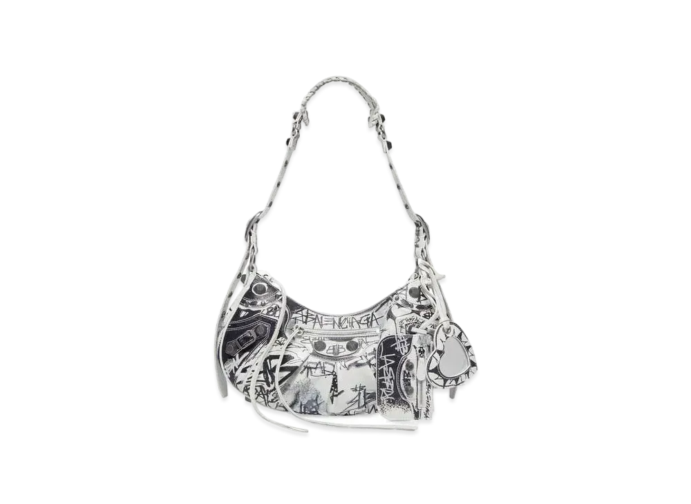 BALENCIAGA Le Cagole Small Shoulder Bag Graffiti "White"