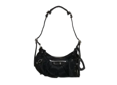 BALENCIAGA Le Cagole Small Shoulder Bag BB Monogram Denim "Black"