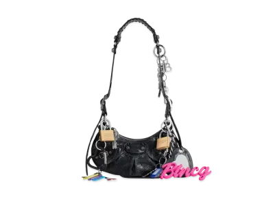 BALENCIAGA Le Cagole XS Shoulder Bag Used Effect with Charms "Black"