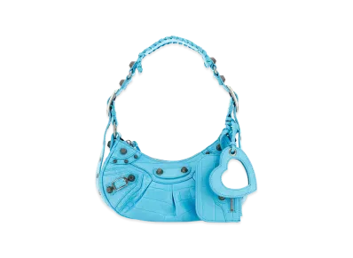 BALENCIAGA Women's Leather Le Cagole Xs Shoulder Bag "Light Blue"