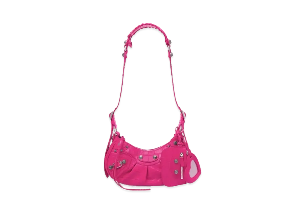 BALENCIAGA Le Cagole XS Crocodile Shoulder Bag "Pink"