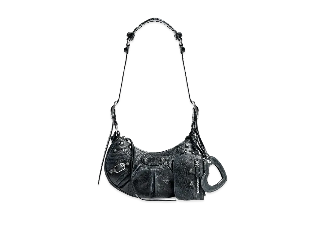 BALENCIAGA Le Cagole Gray Dark Effect Plus Small Shoulder Bag "Black"