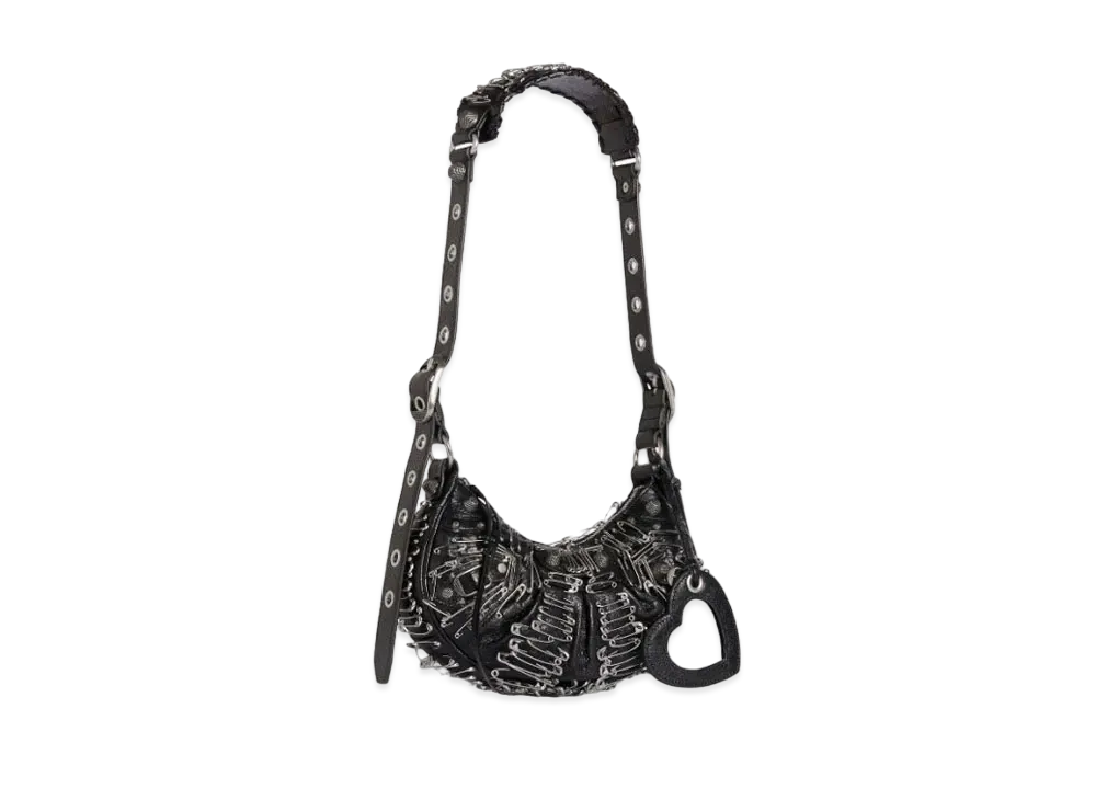 BALENCIAGA Le Cagole Plus Small Safety Pin Shoulder Bag "Black"