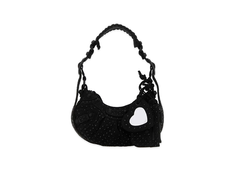 BALENCIAGA Women's Embellished Denim Le Cagole Xs Shoulder Bag "Black"