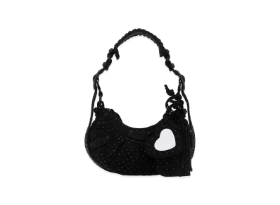 BALENCIAGA Women's Embellished Denim Le Cagole Xs Shoulder Bag "Black"