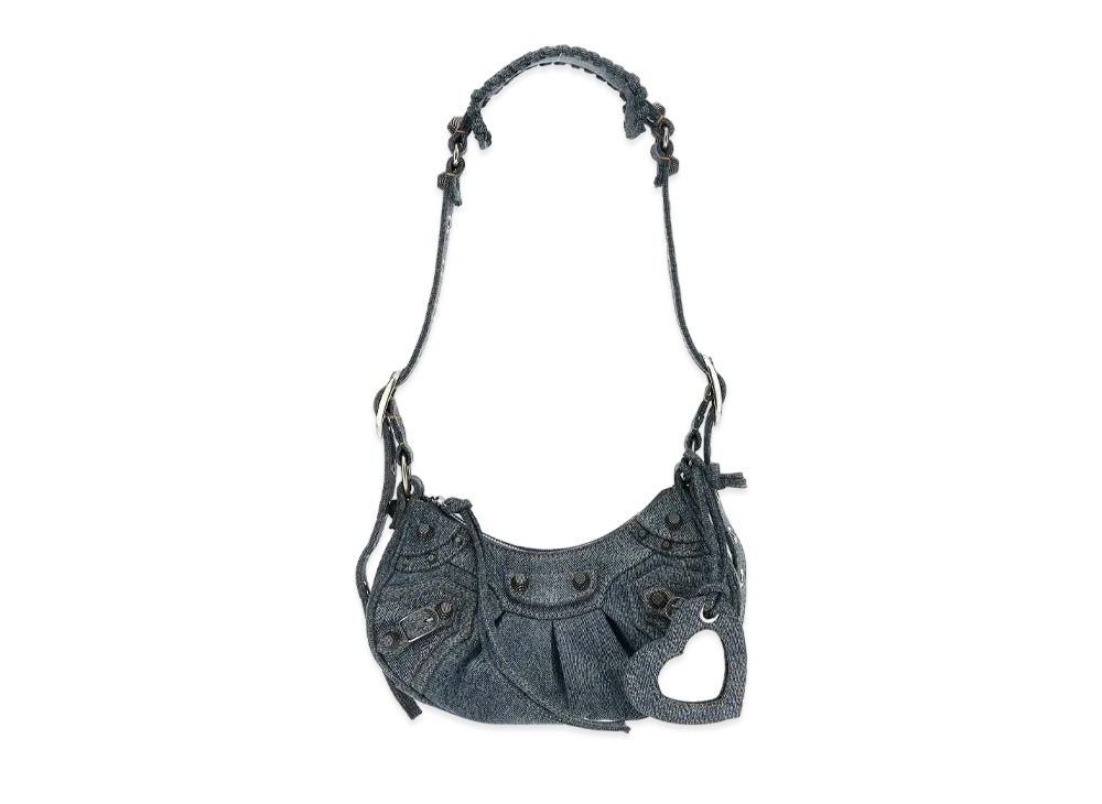 BALENCIAGA Le Cagole XS Shoulder Bag Girly Allover Denim "Light Blue"