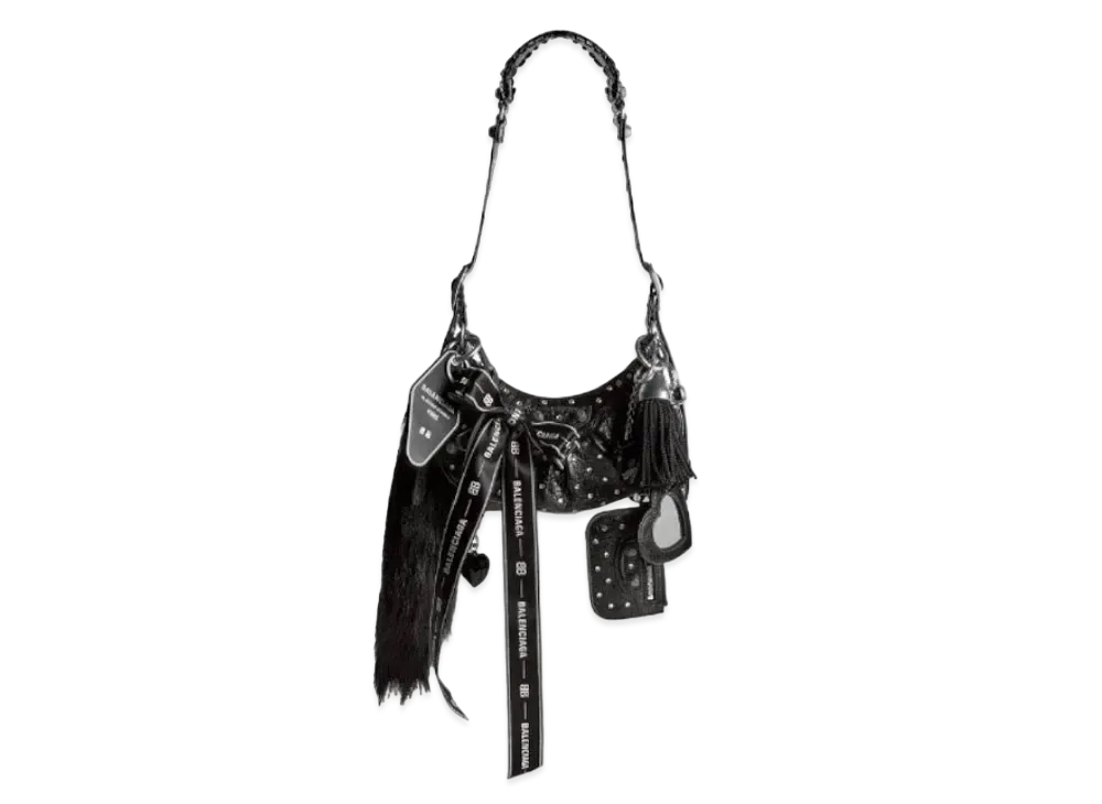 バレンシアガ ル カゴール XS コレクター ショルダーバッグ ラインストーン "ブラック" 6713092AASO1000