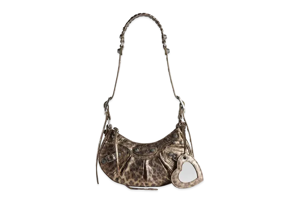 BALENCIAGA Le Cagole XS Shoulder Bag Metallized Leopard Print "Brown"