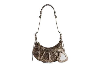 BALENCIAGA Le Cagole XS Shoulder Bag Metallized Leopard Print "Brown"