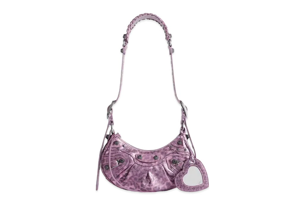 BALENCIAGA Le Cagole XS Shoulder Bag Metallized Leopard Print "Pink"