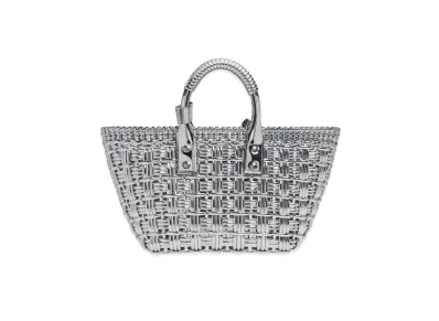 BALENCIAGA Bistro Plus Small Mirror Material Strap Basket Bag All In One "Silver"