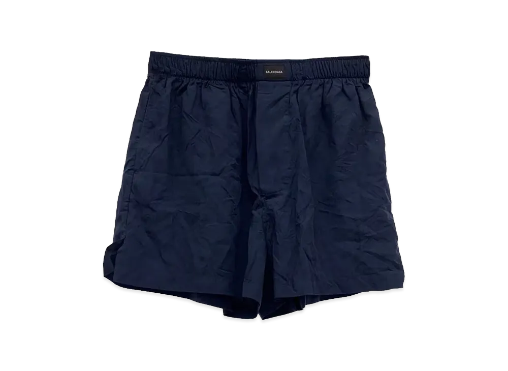 BALENCIAGA Logo Cotton Poplin Print "Navy"