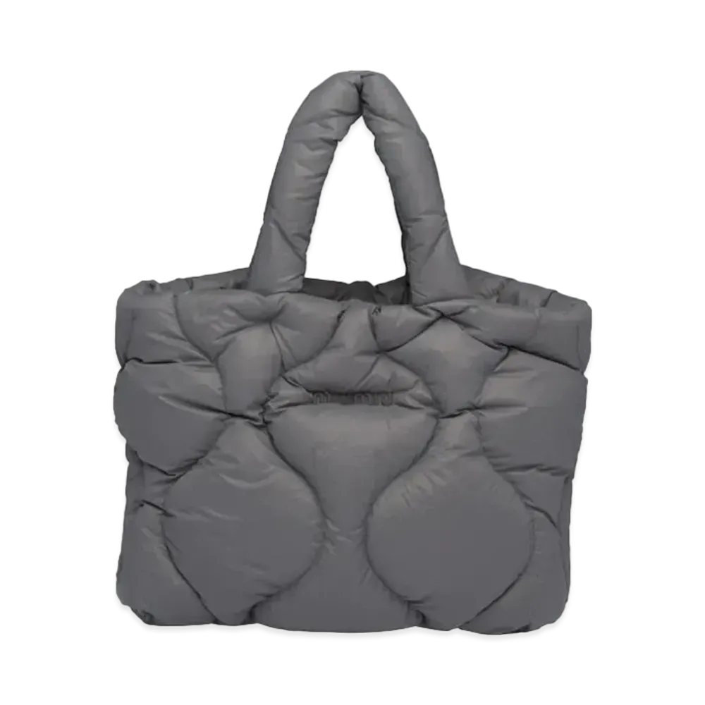 MIU MIU Padd Nylon Tote Bag "Light Gray"