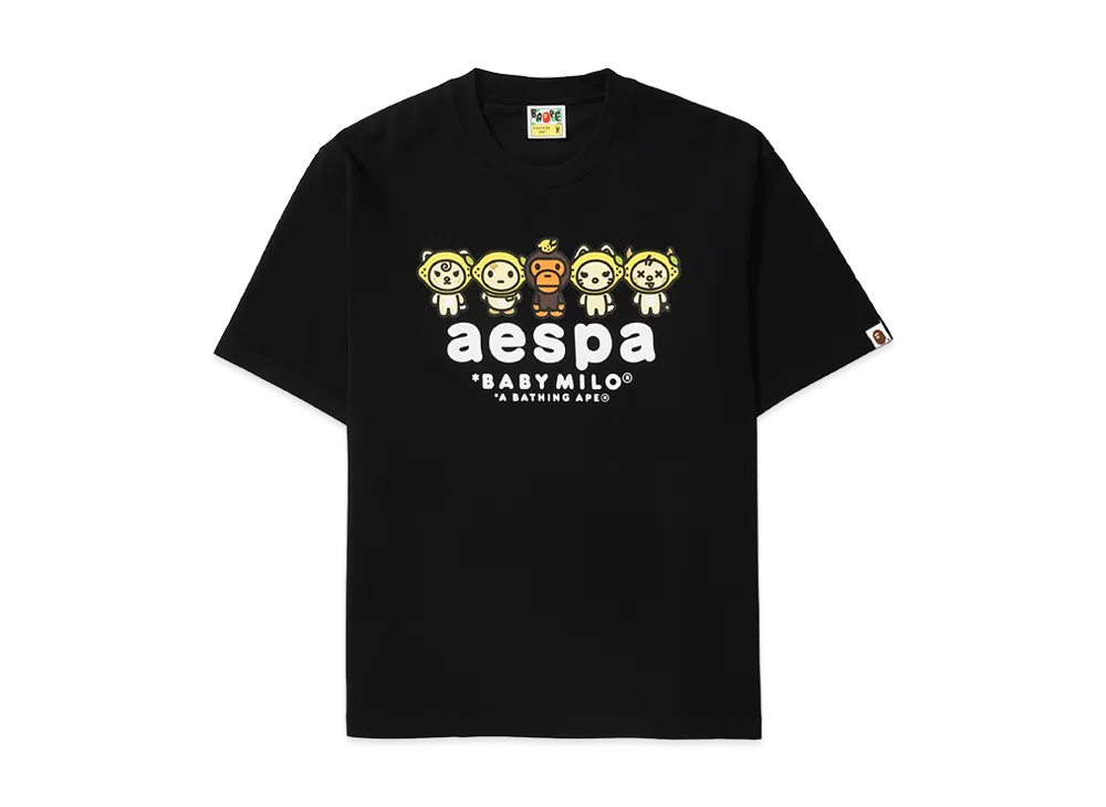 A BATHING APE x aespa Baby Milo Lemonade Relaxed Fit Tee "Black"